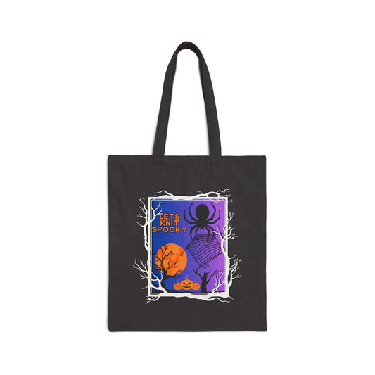 Lets Knit Spooky Cotton Canvas Tote Bag