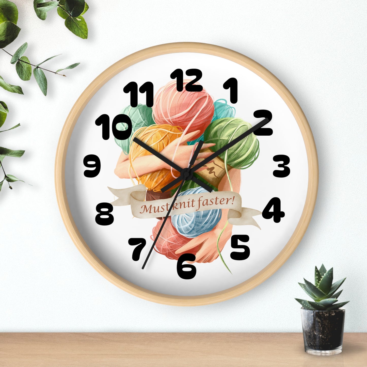 Must Knit Faster Wall Clock