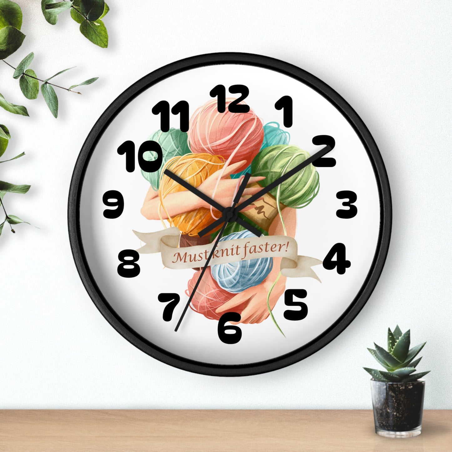 Must Knit Faster Wall Clock
