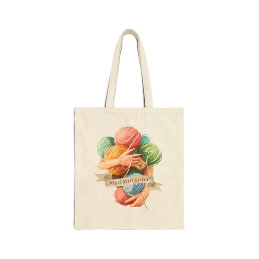 Must Knit Faster Canvas Tote Bag