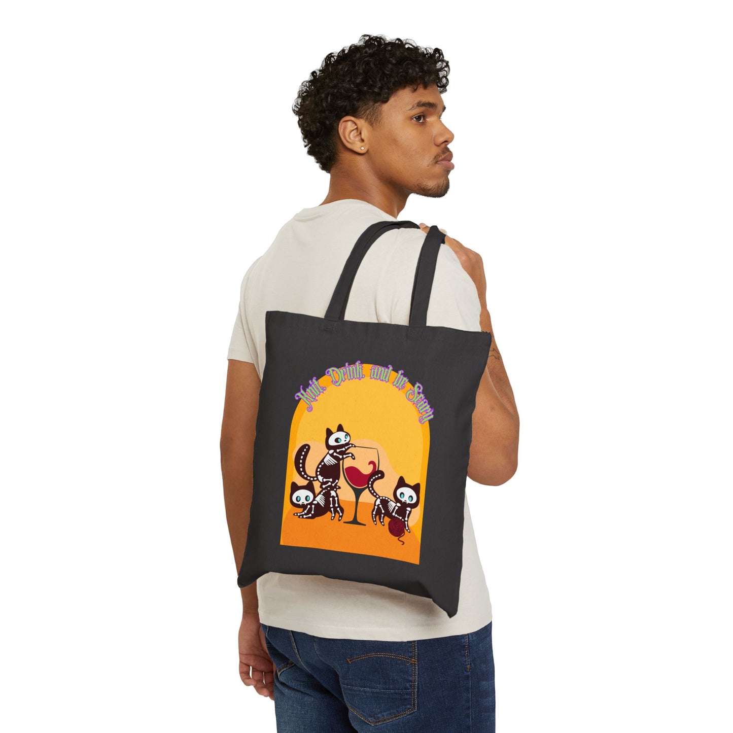 Knit Drink and Be Scary Canvas Tote Bag
