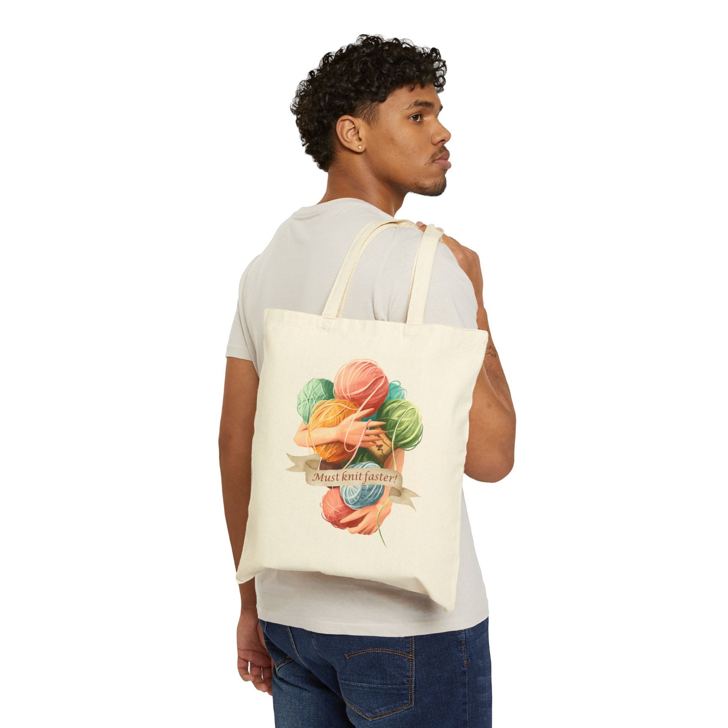 Must Knit Faster Canvas Tote Bag