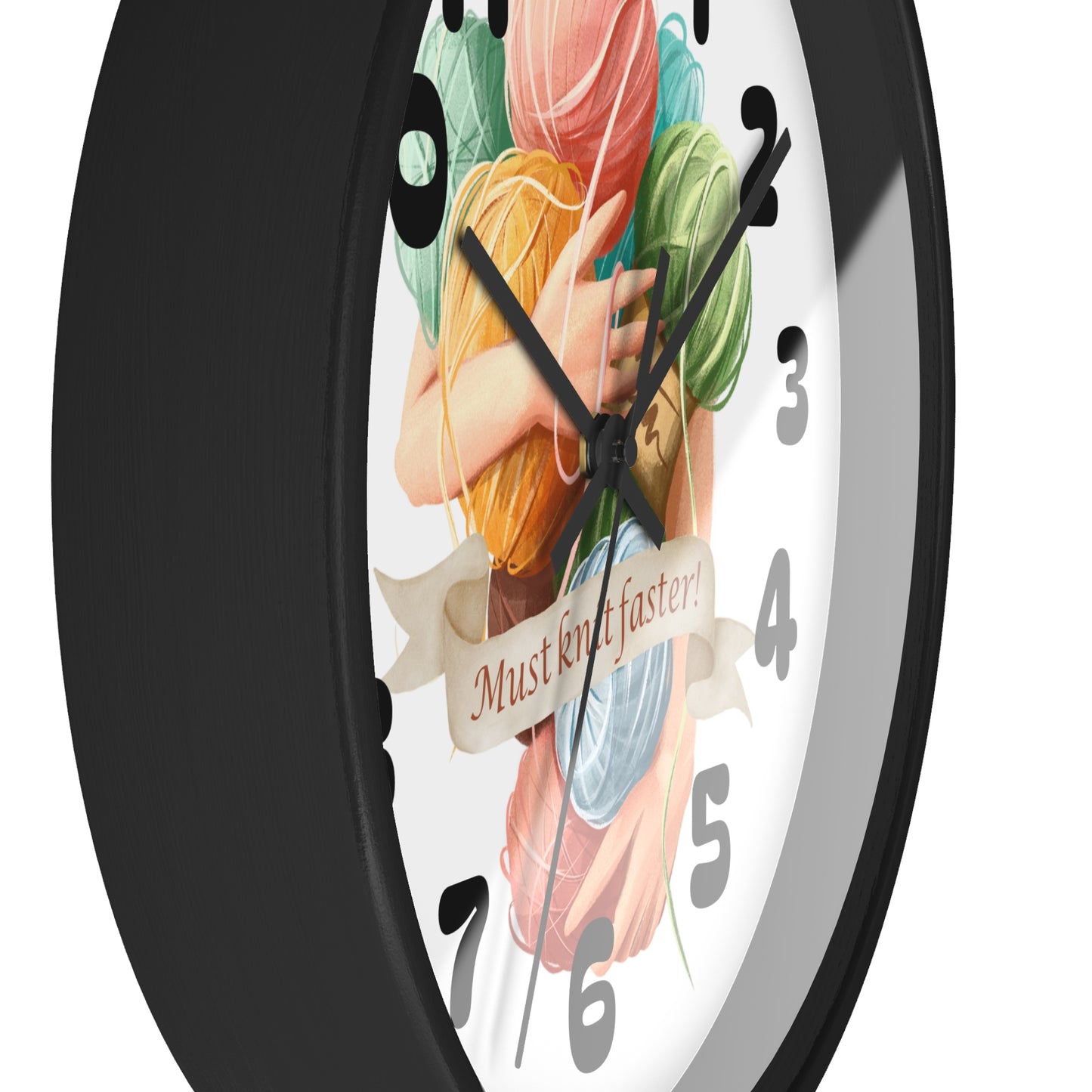 Must Knit Faster Wall Clock
