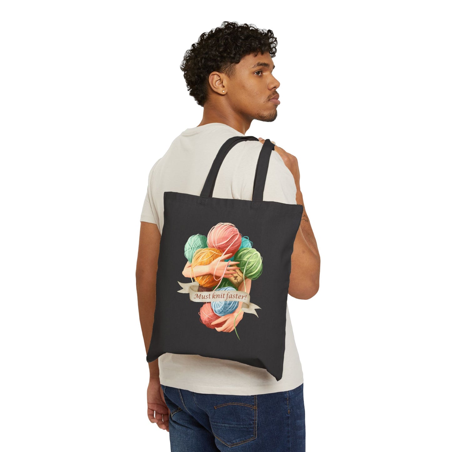 Must Knit Faster Canvas Tote Bag