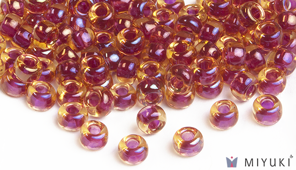 363 - Cranberry-lined Topaz AB Miyuki Beads