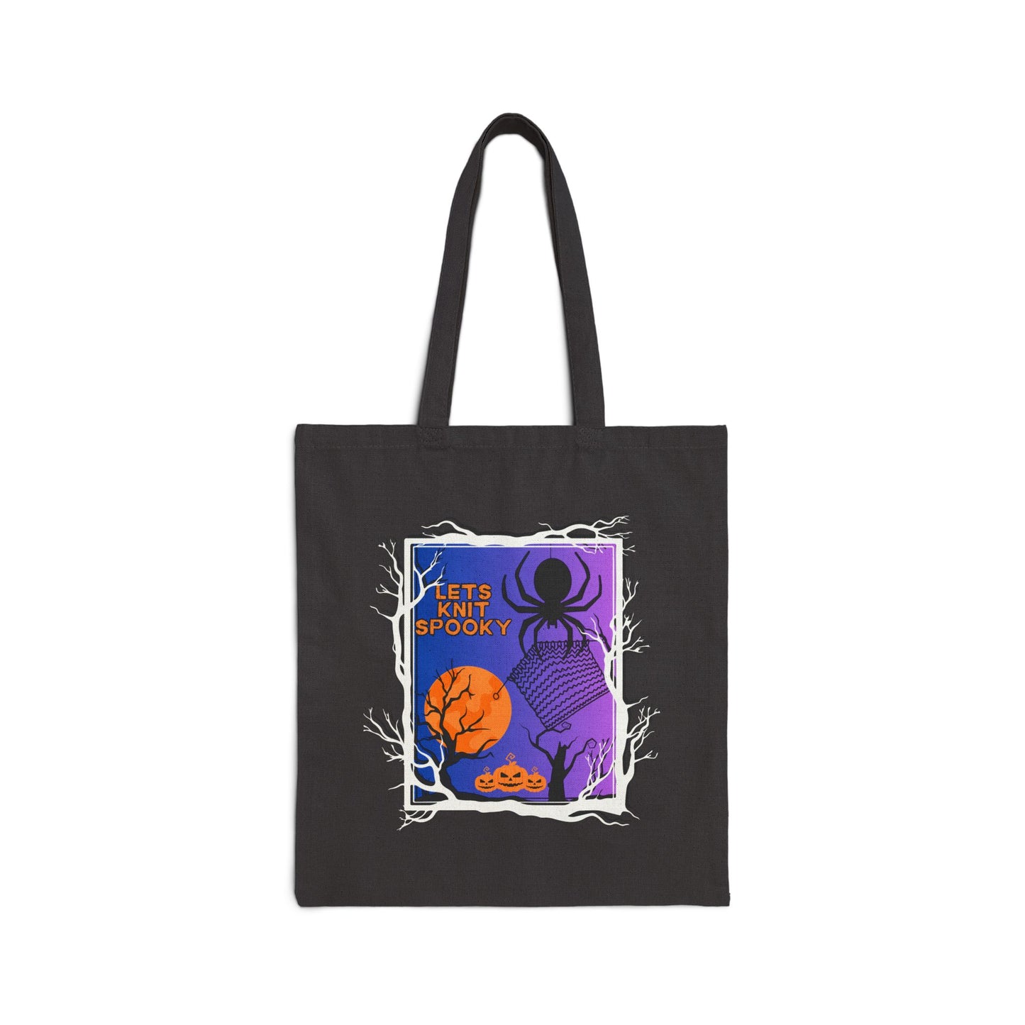 Lets Knit Spooky Cotton Canvas Tote Bag