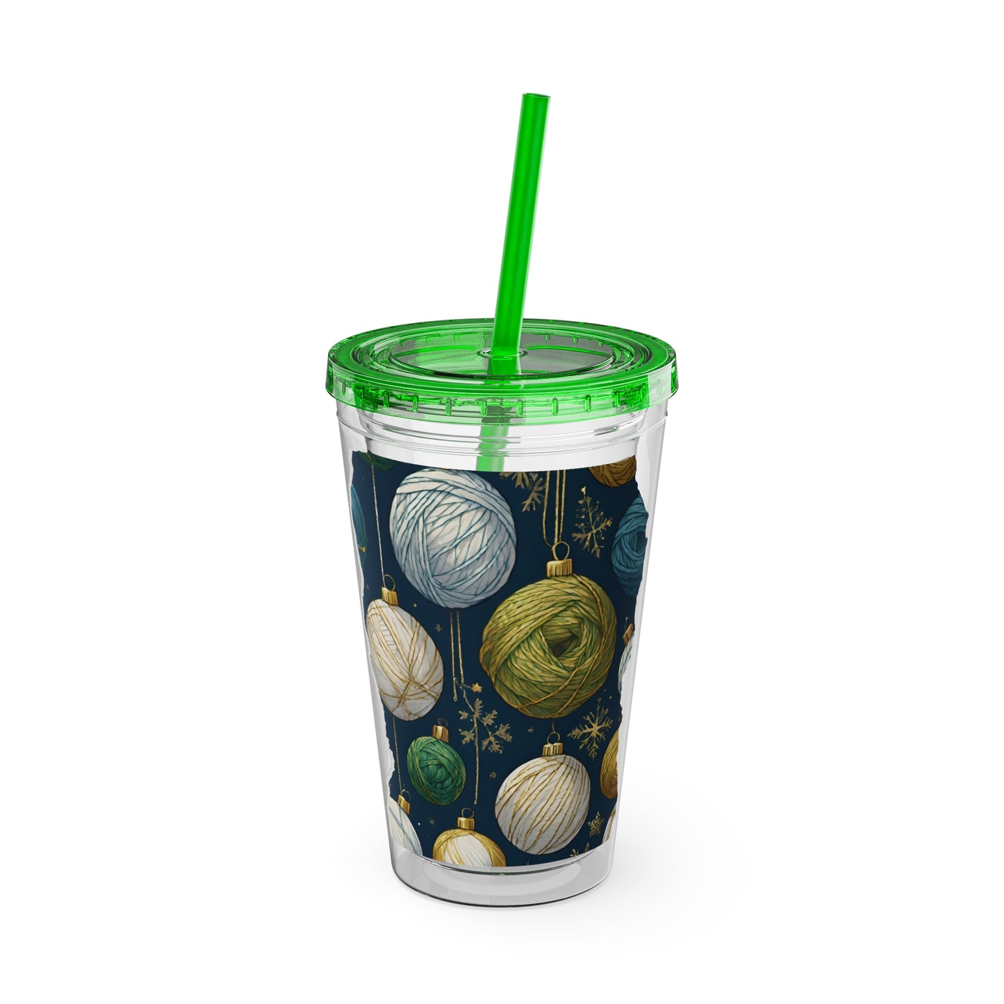 Yarn Wrapping Paper Tumbler with Straw, 16oz