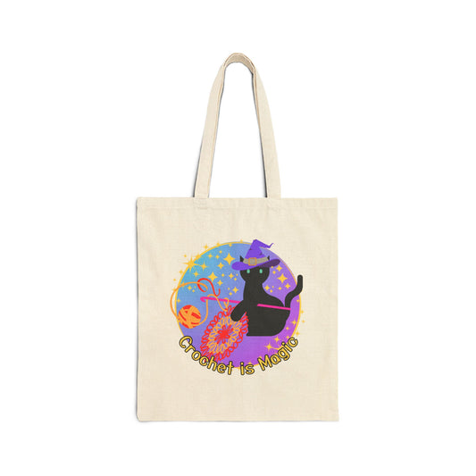 Crochet Is Magic Cotton Canvas Tote Bag