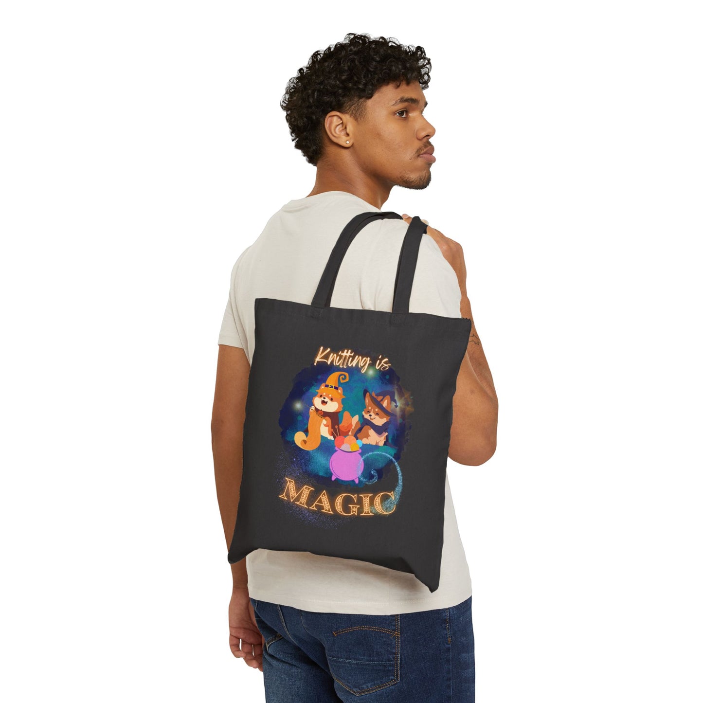 Knitting Is Magic Cotton Canvas Tote Bag