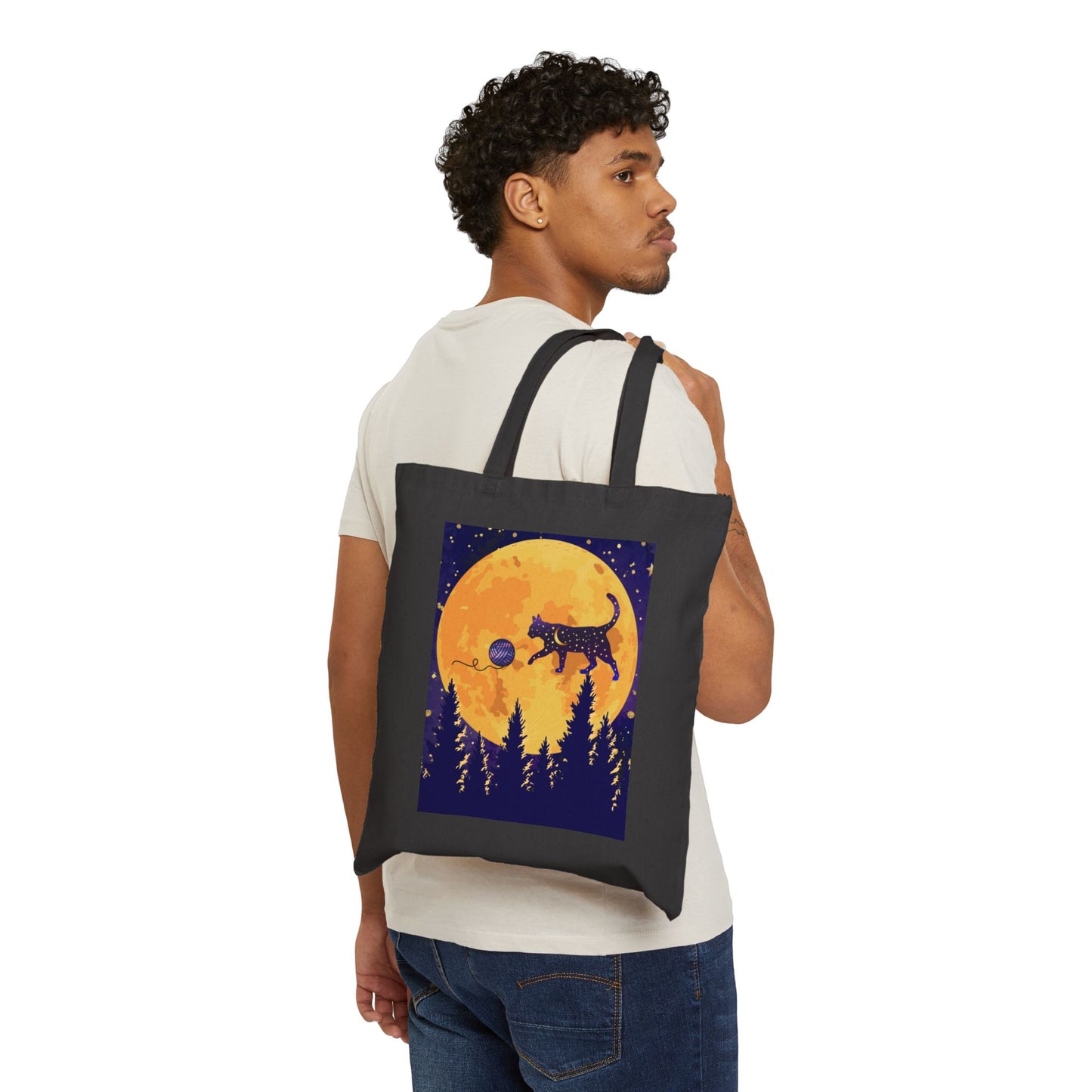 Star Cat Canvas Tote Bag