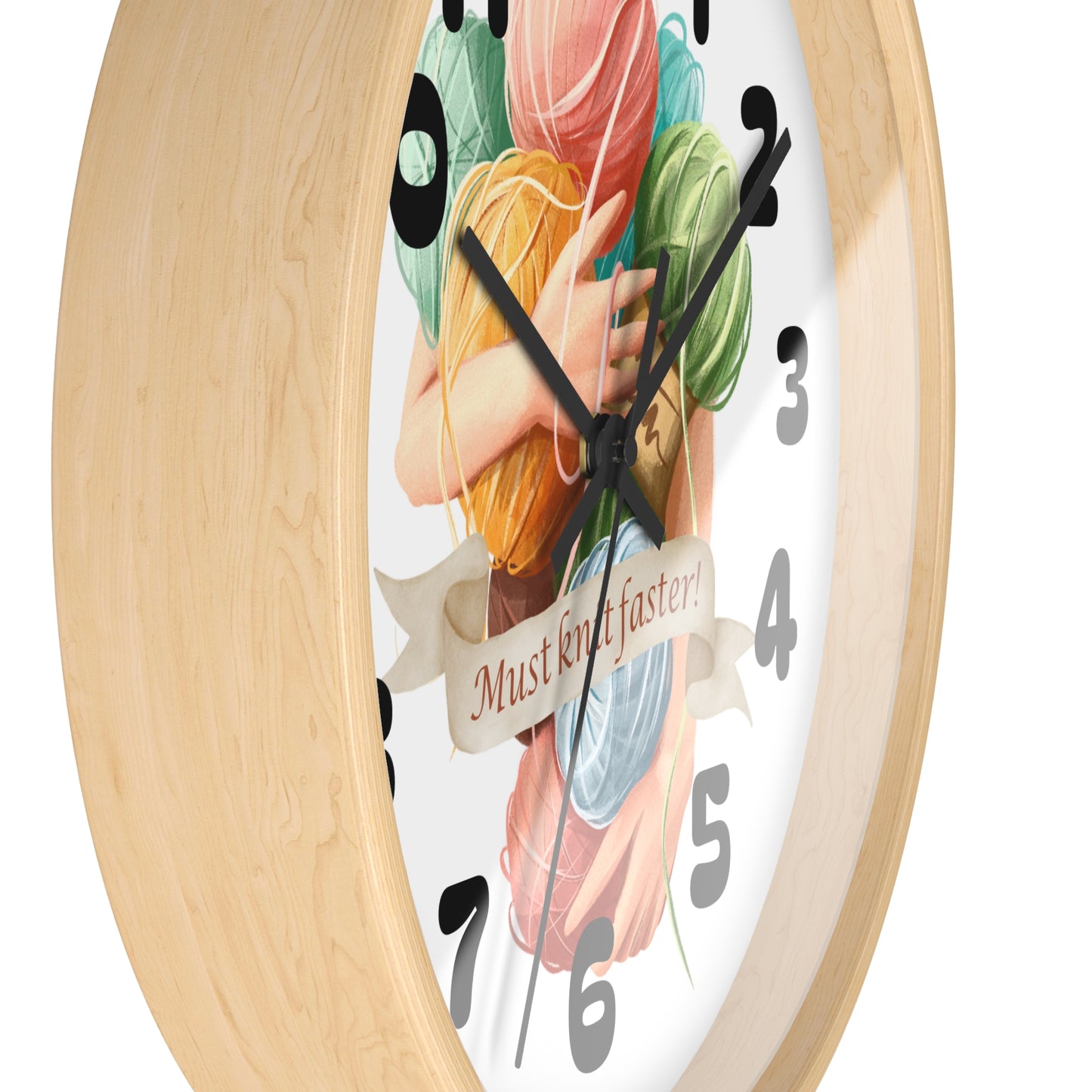 Must Knit Faster Wall Clock