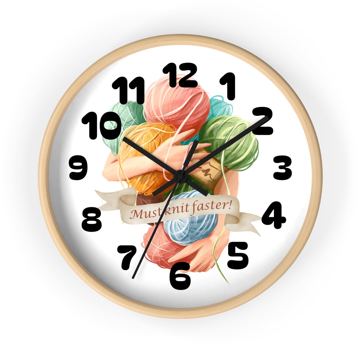 Must Knit Faster Wall Clock
