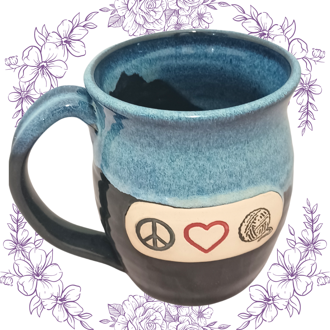 Pawley Studios Ceramic Mug - Peace, Love, Yarn